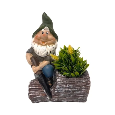 Prodex Trpaslík na pařezu s pilkou 26 x 19 cm keramický obal
