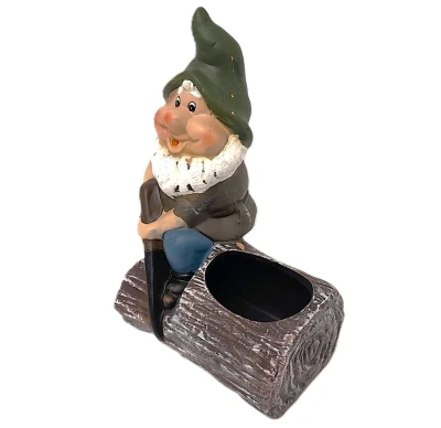 Prodex Trpaslík na pařezu s pilkou 26 x 19 cm keramický obal