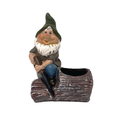 Prodex Trpaslík na pařezu s pilkou 26 x 19 cm keramický obal
