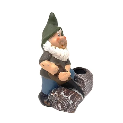 Prodex Trpaslík na pařezu s pilkou 26 x 19 cm keramický obal