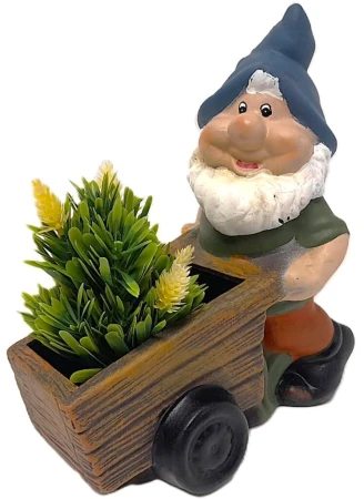 Prodex Trpaslík s vozíkem 25 x 23 cm keramický obal na květiny