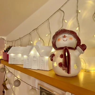 Prodex Sněhulák s růžovou čepičkou LED 25 x 18 cm