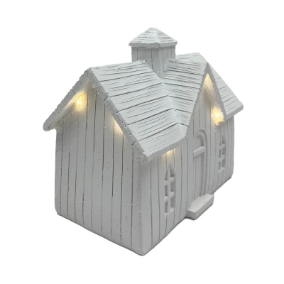 Prodex Domek s věžičkou bílý LED 15 x 14 cm
