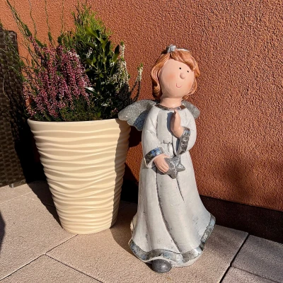 Prodex Anděl bílo-stříbrný s hvězdou maxi 48 cm