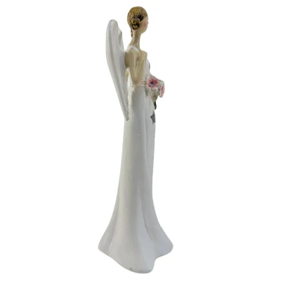Prodex svítící anděl s květinou krémový 26 cm polystonový