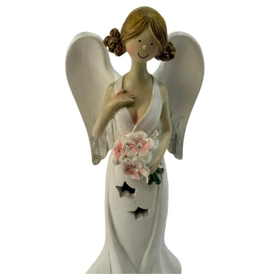 Prodex svítící anděl s květinou krémový 26 cm polystonový