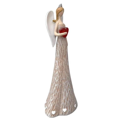Prodex anděl se svítícím srdcem, světle hnědý, 25 cm, polyston