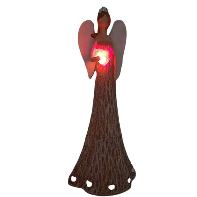 Prodex anděl se svítícím srdcem, světle hnědý, 25 cm, polyston