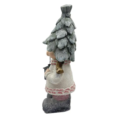 Prodex Holčička s lucernou lístková čepice 46 x 20 cm zahradní dekorace