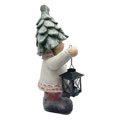 Prodex Holčička s lucernou lístková čepice 46 x 20 cm zahradní dekorace