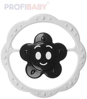 Profibaby Baby chrastítko kruh hvězdička kytička černobílé pro miminko Profibaby Baby chrastítko kruh hvězdička kytička černobílé pro miminko
