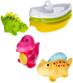 Profibaby Baby dinosaurus stříkací 3ks + lodička 3ks pro miminko do koupele