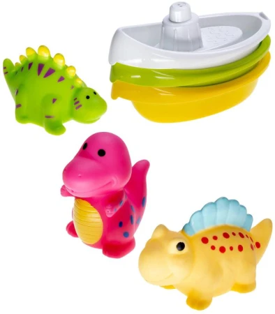 Profibaby Baby dinosaurus stříkací 3ks + lodička 3ks pro miminko do koupele Profibaby Baby dinosaurus stříkací 3ks + lodička 3ks pro miminko do koupele