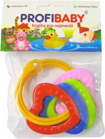 Profibaby Baby Kroužek se 4 přívěsky kousátko barevné pro miminko