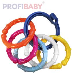Profibaby Kroužek baby plastový s přívěsky chrastítko v sáčku
