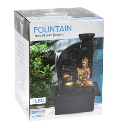 Progarden Fontána pokojová s LED osvětlením BUDDHA oblá