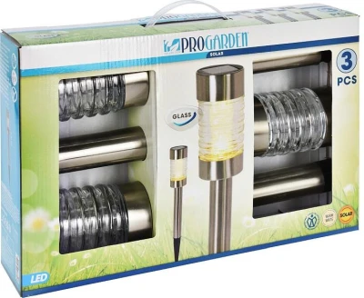 Progarden Lampa solární zahradní sada 3 ks stříbrná