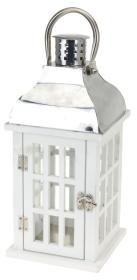 Progarden Lucerna dřevěná 39 cm bílá/nerez Progarden Lucerna dřevěná 39 cm bílá/nerez
