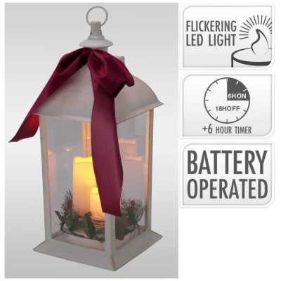 Progarden Lucerna s LED svíčkami plast/sklo 20 × 49 cm bílá