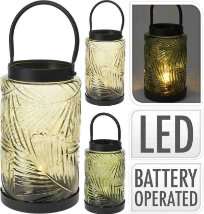 Progarden Lucerna stojící s LED žárovkou skleněná 26 cm zelená Progarden Lucerna stojící s LED žárovkou skleněná 26 cm zelená