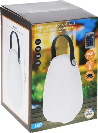 Progarden Nabíjecí lampa kempingová venkovní s ovladačem RGB 21 cm