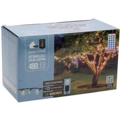 Progarden Solární světelný řetěz 480 LED teplá bílá