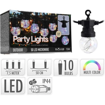 Progarden Světelný řetěz LED PARTY 10 žárovek 7,5m Progarden Světelný řetěz LED PARTY 10 žárovek 7,5m