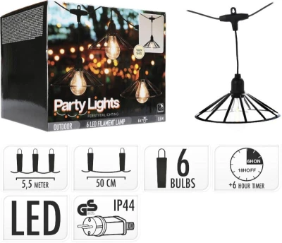 Progarden Světelný řetěz LED PARTY 6 žárovek 5,5m Progarden Světelný řetěz LED PARTY 6 žárovek 5,5m