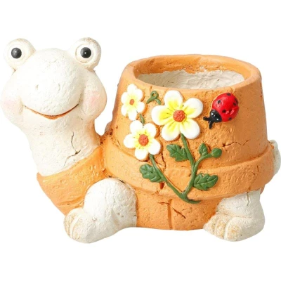 Progarden Zahradní dekorace květináč dekorativní žába 21 cm oranžová