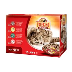 PROPESKO Cat hovězí, kuřecí, jehněčí a zvěřina, kapsa 100 g (12 pack) (bal. 4x krab.) PROPESKO Cat hovězí, kuřecí, jehněčí a zvěřina, kapsa 100 g (12 pack) (bal. 4x krab.)