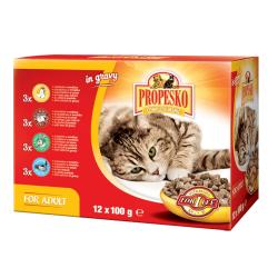 PROPESKO Cat hovězí, kuřecí, králičí a losos, kapsa 100 g (12 pack) (bal. 4x krab.) PROPESKO Cat hovězí, kuřecí, králičí a losos, kapsa 100 g (12 pack) (bal. 4x krab.)