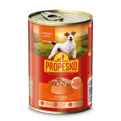 PROPESKO Dog kuřecí a játra v omáčce, kousky 415 g (bal. 12 ks)
