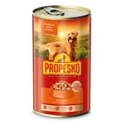 PROPESKO Dog kuřecí, játra a mrkev v omáčce, kousky 1240 g (bal. 6 ks)
