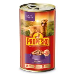PROPESKO Dog telecí a kuřecí v omáčce, kousky 1240 g (bal. 6 ks)