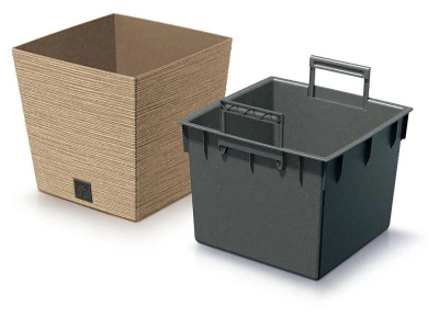 Prosperplast Květináč FURU SQUARE LOW ECO WOOD 24 cm naturo