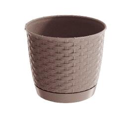Prosperplast Květináč RATOLLA ROUND 16,5 v.14,2cm,2l,BÉŽ tm. (7529U) s miskou
