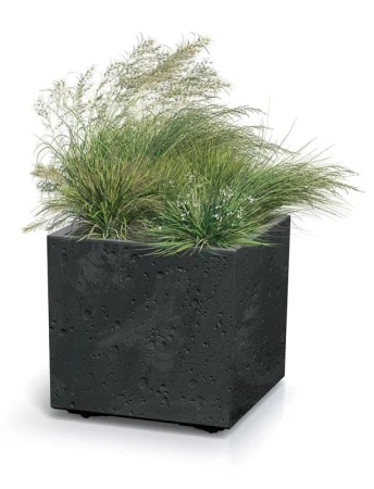 Prosperplast SIERRA SQUARE beton effect antracitový 38,5 cm hranatý květináč