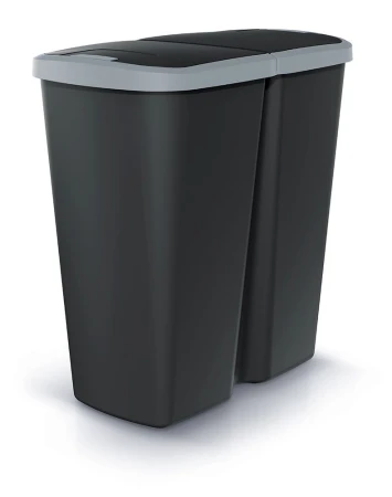 Prosperplast COMPACTA Q DUO 45 l černý se světle šedým víkem odpadkový koš