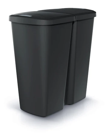 Prosperplast COMPACTA Q DUO recyklovaná černá s černým víkem 45 l odpadkový koš