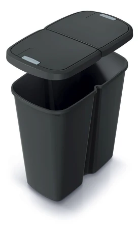 Prosperplast COMPACTA Q DUO recyklovaná černá s černým víkem 45 l odpadkový koš