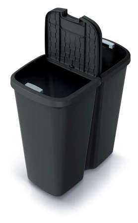 Prosperplast COMPACTA Q DUO recyklovaná černá s černým víkem 45 l odpadkový koš