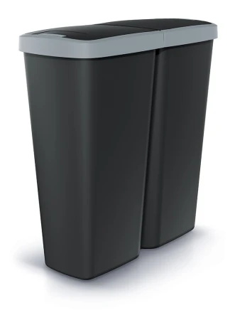 Prosperplast COMPACTA Q DUO černý se světle šedým víkem 50 l odpadkový koš
