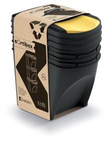 Prosperplast Odpadkový koš SORTIBOX 3 x 25 l recyklovaný černý