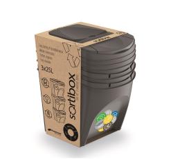 Prosperplast Odpadkový koš SORTIBOX 3 x 25 l šedý