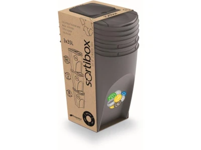 Prosperplast Odpadkový koš SORTIBOX 3 x 35 l šedý