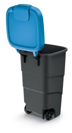 Prosperplast Wheeler antracitová s modrým víkem 110 l popelnice