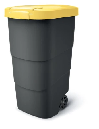 Prosperplast Wheeler antracitová se žlutým víkem 110l popelnice