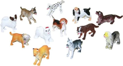 Psi různé rasy plastové figurky 4-5cm set 12ks v sáčku Psi různé rasy plastové figurky 4-5cm set 12ks v sáčku