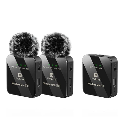 PULUZ PU3154B černý 2 TX + 1 RX bezdrátový klopový mikrofon