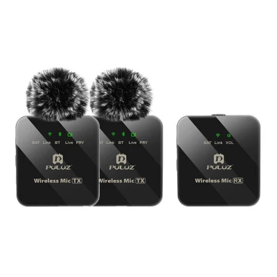 PULUZ PU3154B černý 2 TX + 1 RX bezdrátový klopový mikrofon